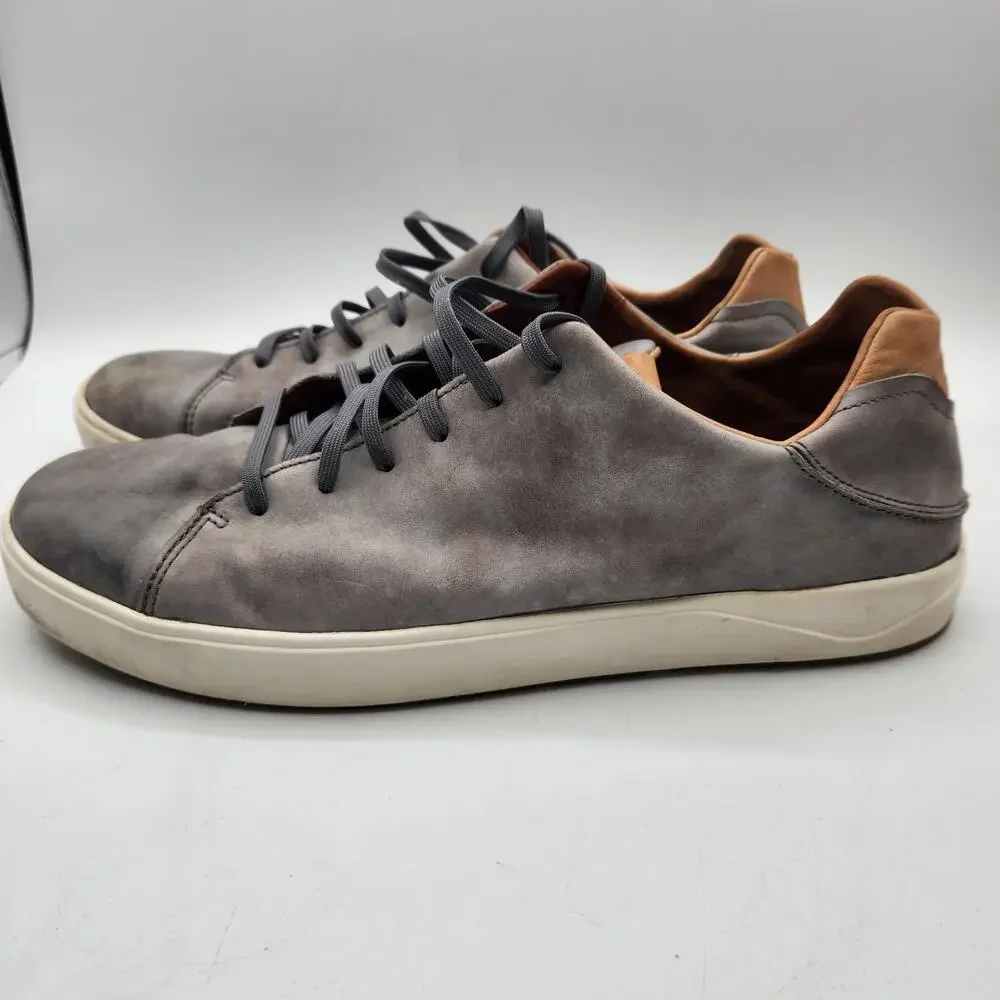 Olukai Lae‘ahi Li‘ili Leather Sneakers Gray‎ Men’s 13 Casual Comfort Shoes M13
